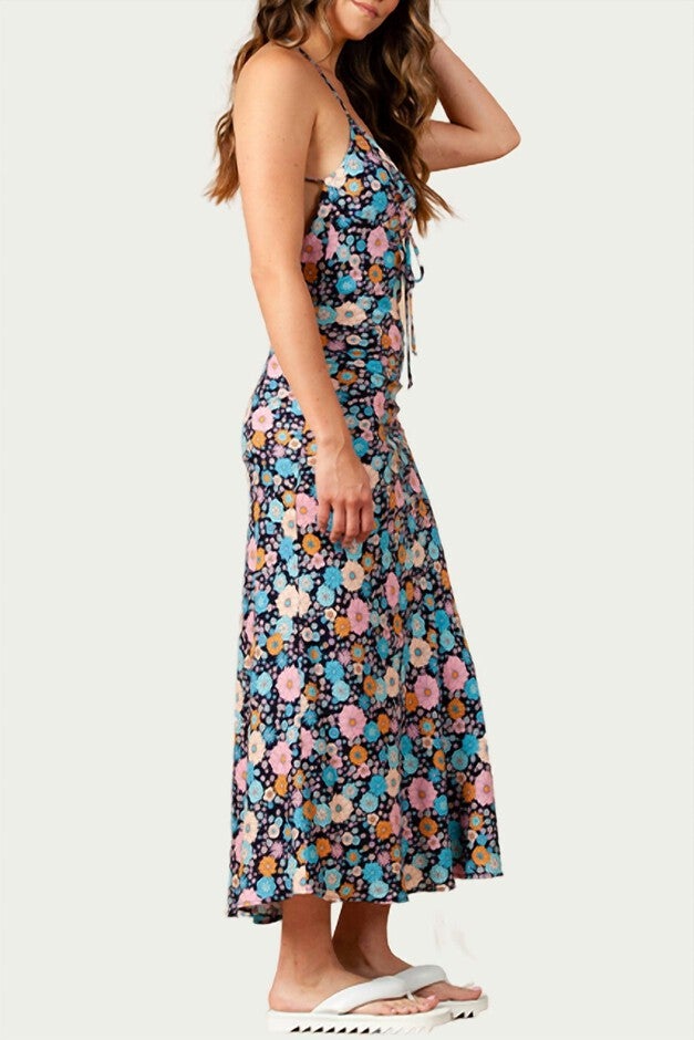 FREESIA FLORAL-PRINT MAXI DRESS IN NAVY FLORAL, , alternate image number null