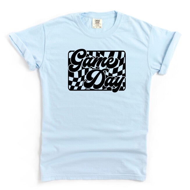 Game Day Checkered Garment Dyed Tee, Chambray / Light Blue, hi-res image number null