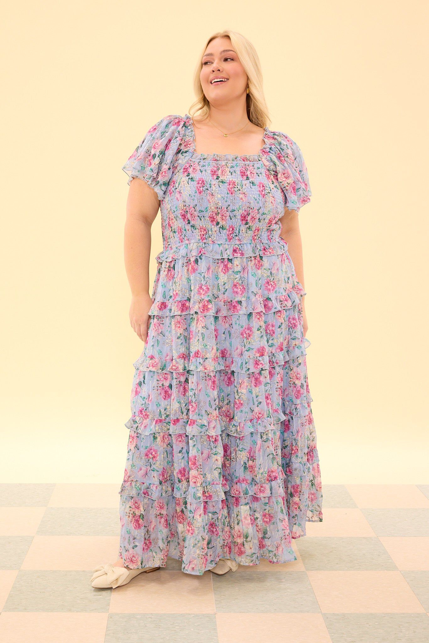 Winnie Dress, Peony Blossoms / Light Blue, hi-res image number 0