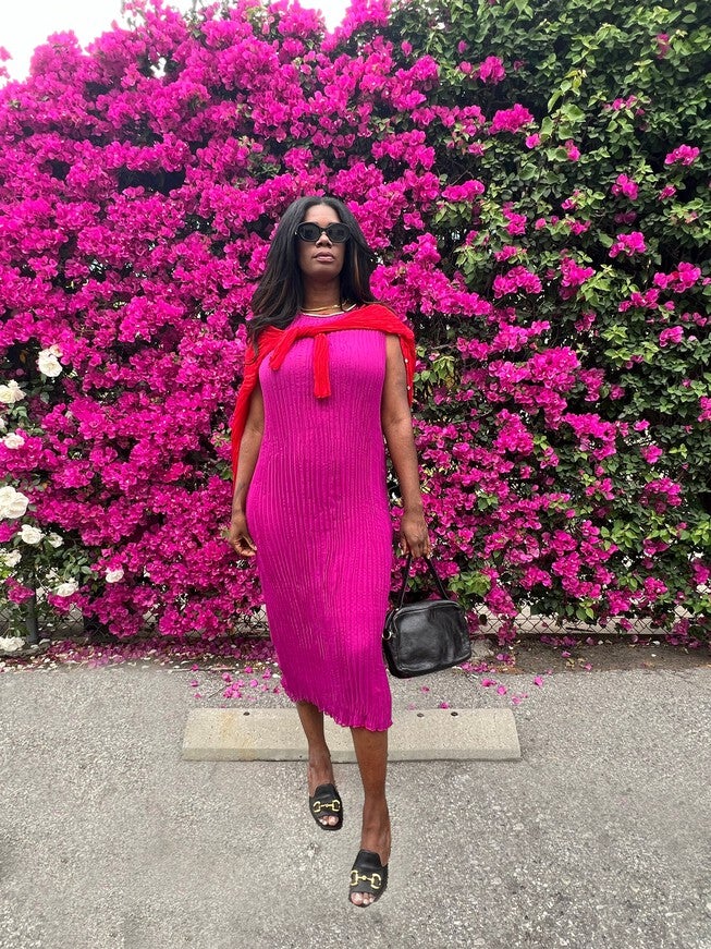 JAYA PLEATED DRESS, Red / Red, alternate image number 4