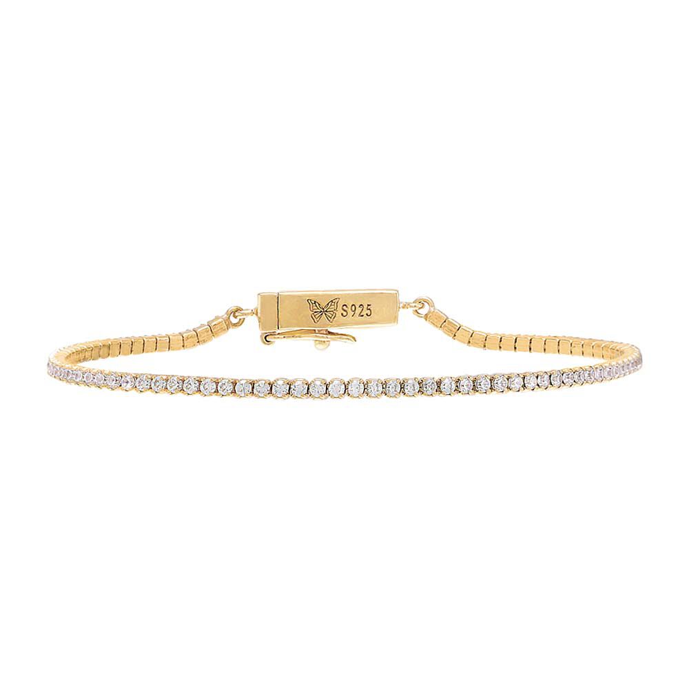 Classic Thin Tennis Bracelet Gold One Size, Gold / Gold, hi-res image number 0