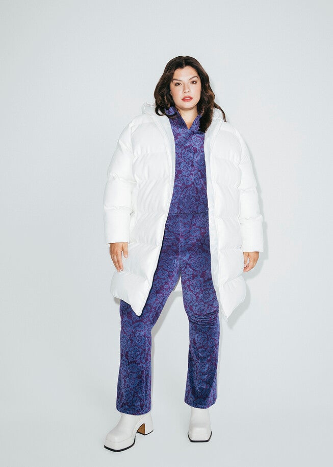 White Faux Leather Puffer Coat, , alternate image number 6