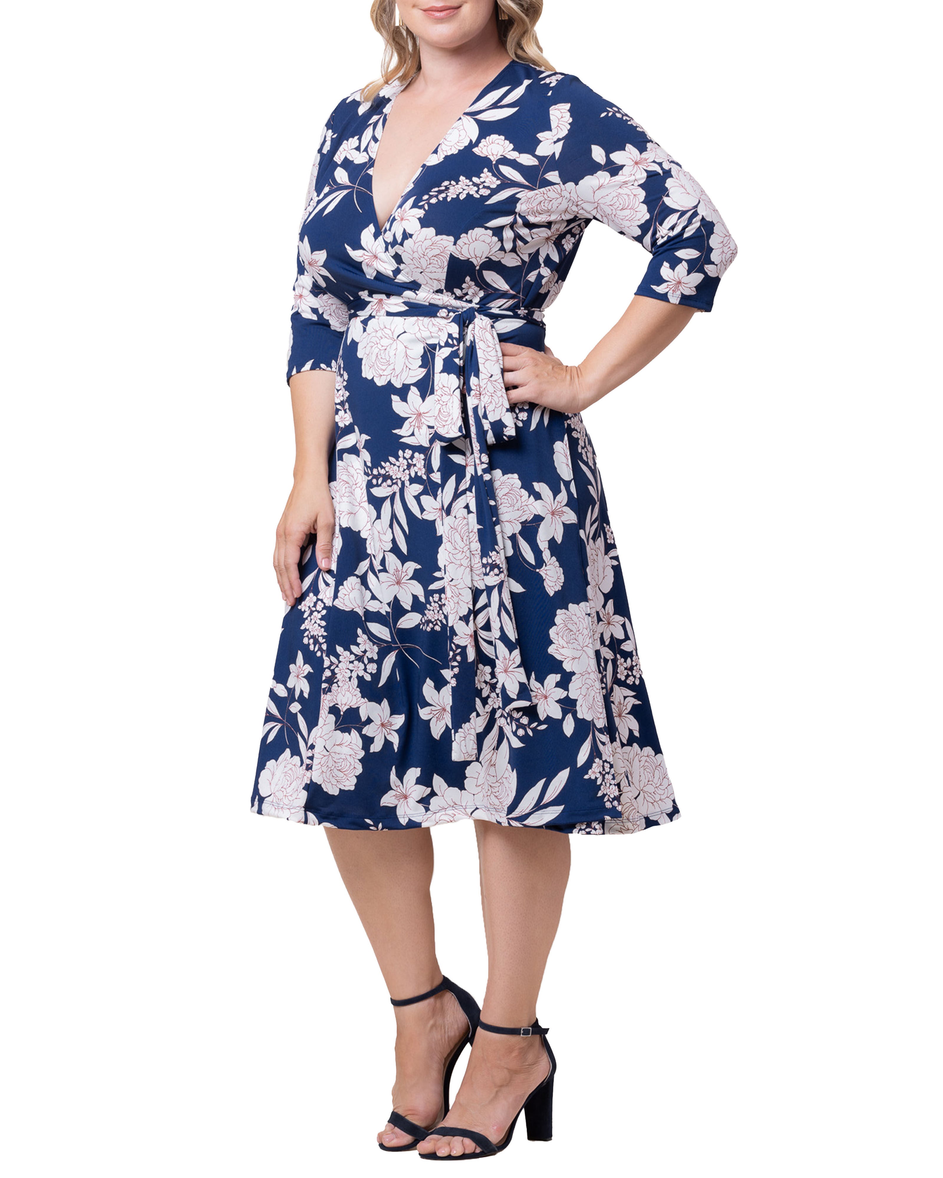 Signature Wrap Dress, LILY  PEONY PRINT / Navy, alternate image number 3