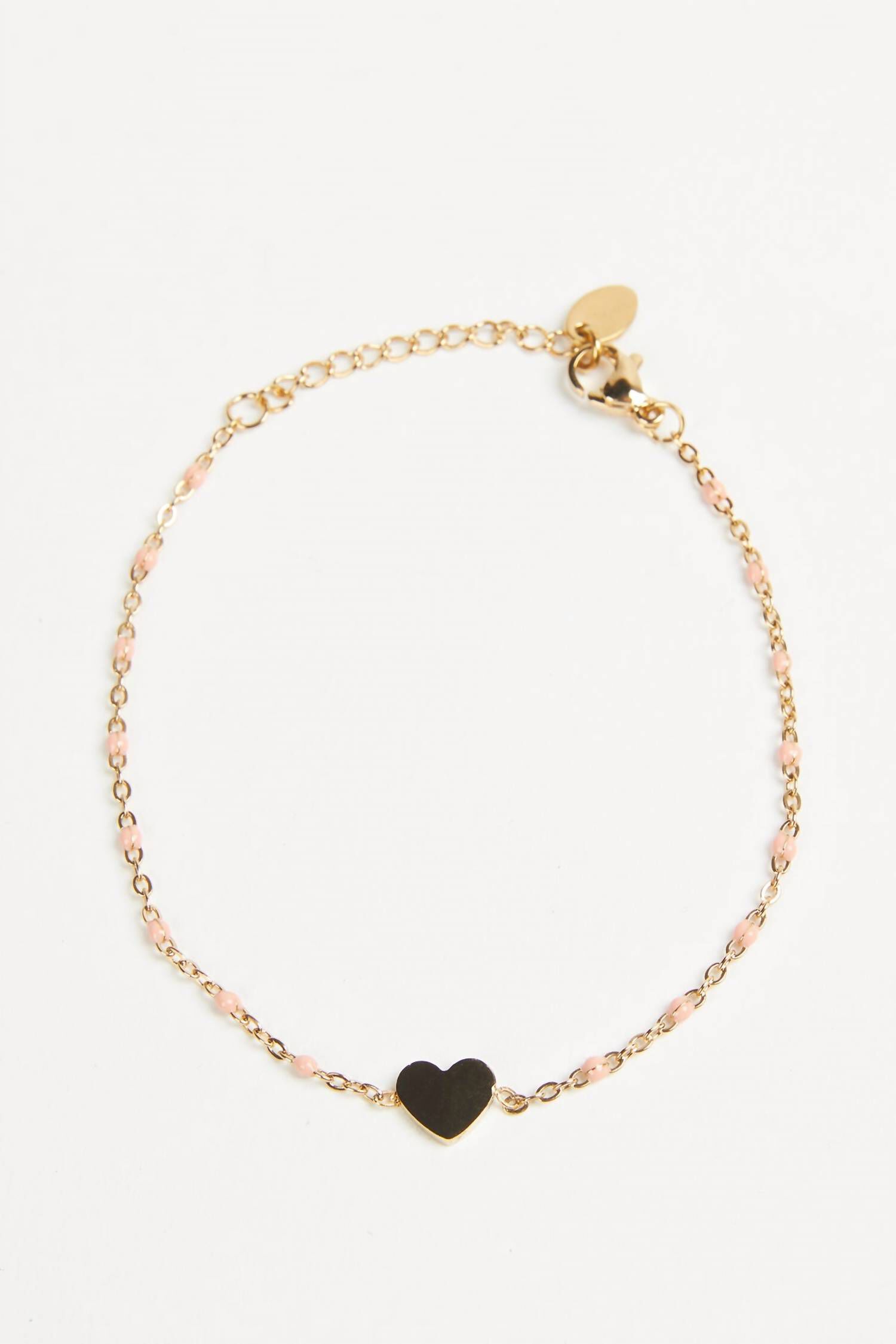 DAINTY GOLD HEART BRACELET IN GOLD/PEACH, GoldPeach / Gold, hi-res image number 0