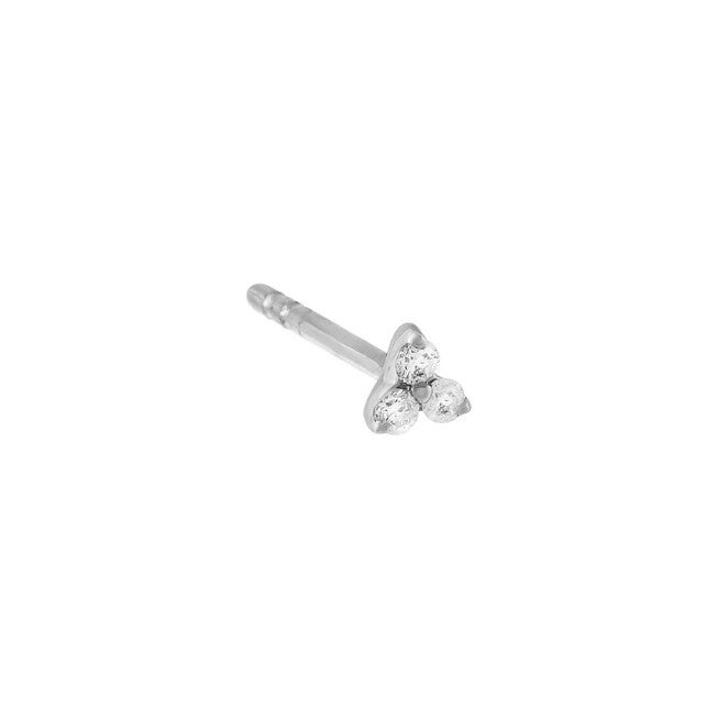 Diamond Trio Stud Earring 14K White Gold 3MM Single, 14K White Gold / Silver, hi-res image number 0