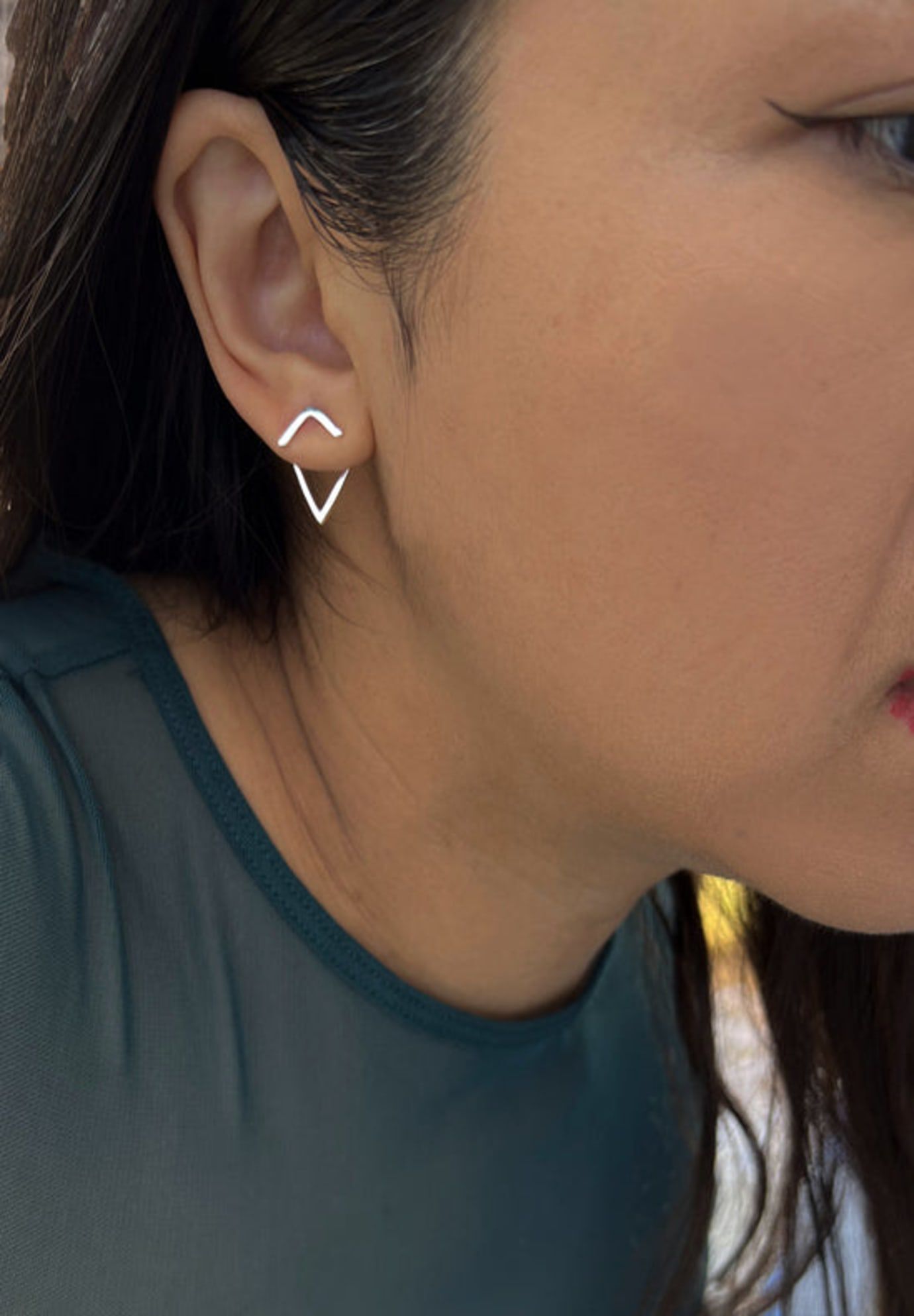 TRILL 2-Way Convertible Wishbone Studs, Silver / Silver, alternate image number 4