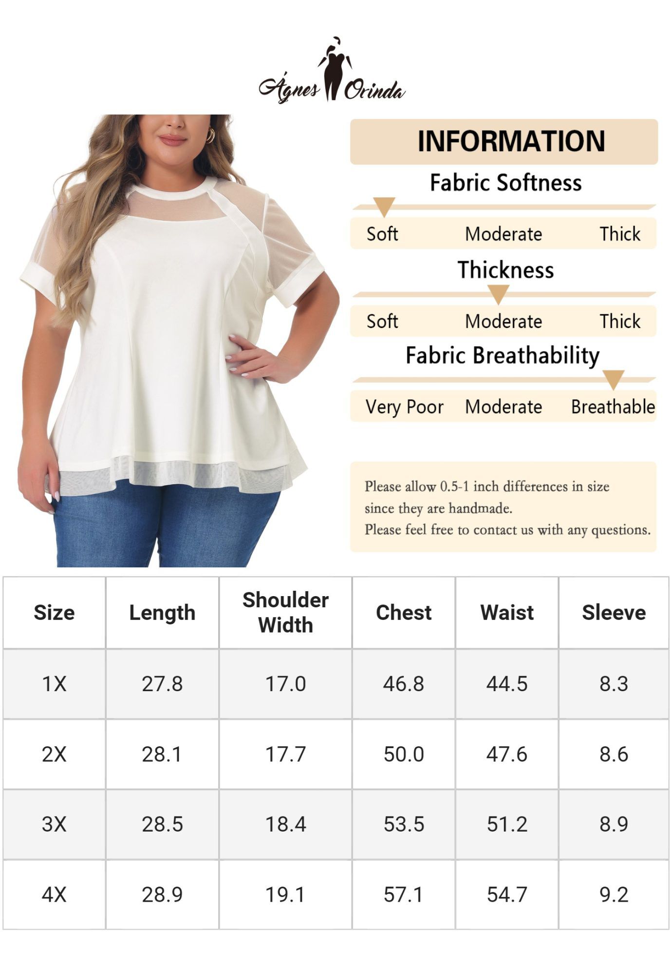 ROUND NECK SHORT SLEEVE MESH SHEER SUMMER PEPLUM TOP, White / White, alternate image number 4