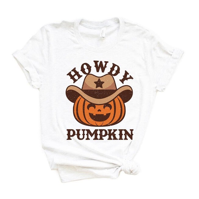 Howdy Pumpkin Hat Short Sleeve Graphic Tee, White / White, hi-res image number null