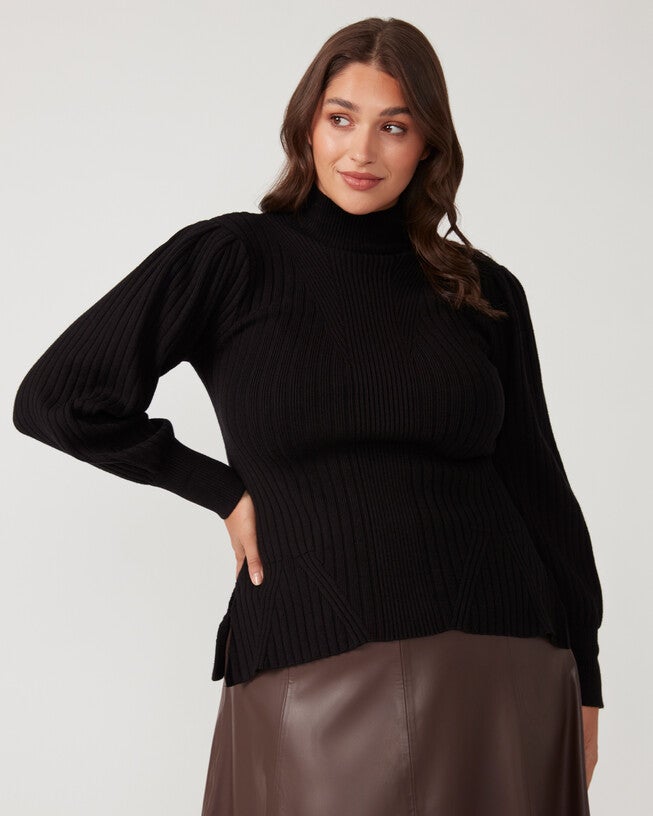 Rae Ribbed Knit, Black / Black, alternate image number 1