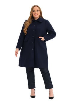 Peter Pan Collar Single Breasted Long Trench Peacoat
