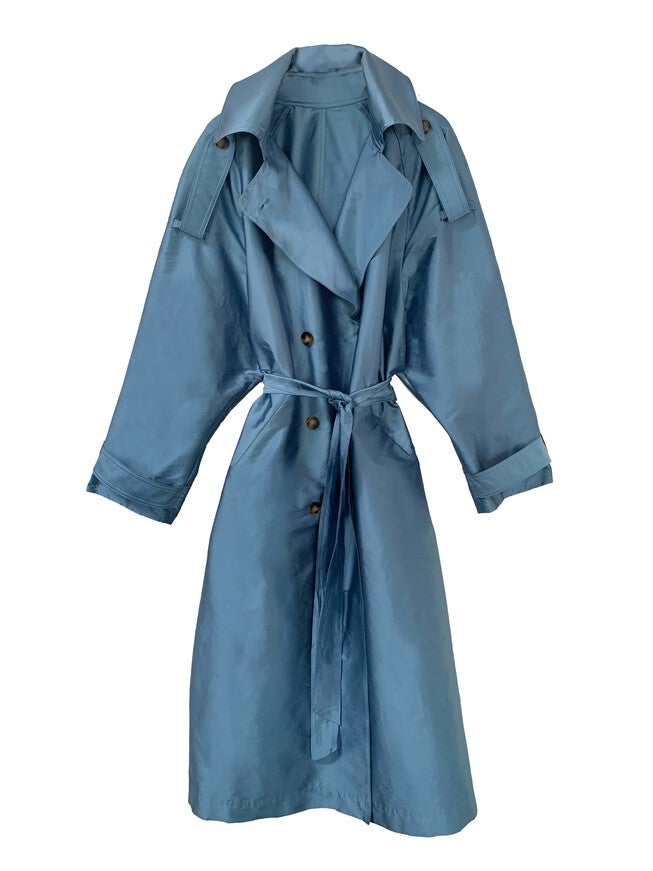 DELIA LONG OVERSIZED TRENCH, Light Blue / Light Blue, hi-res image number 0