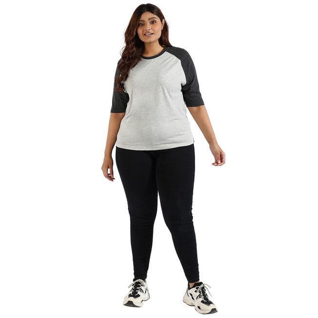 Women Halter Neck Quarter Sleeve Top, Light Grey / Light Grey, alternate image number null