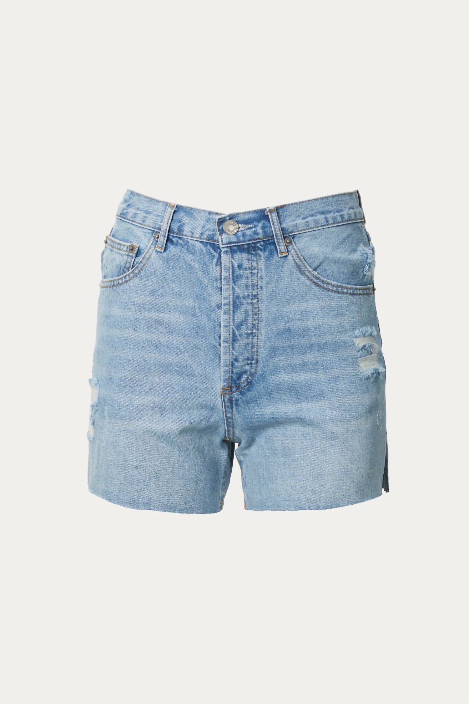 Cutoff High-Rise Denim Short In Light Blue, Light Blue / Light Blue, hi-res image number 0