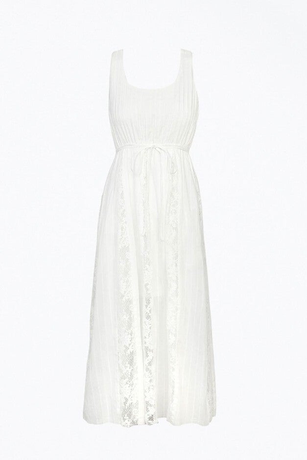 VIVIAN LACE COTTON-VOILE MIDI DRESS IN WHITE, White / White, hi-res image number 0