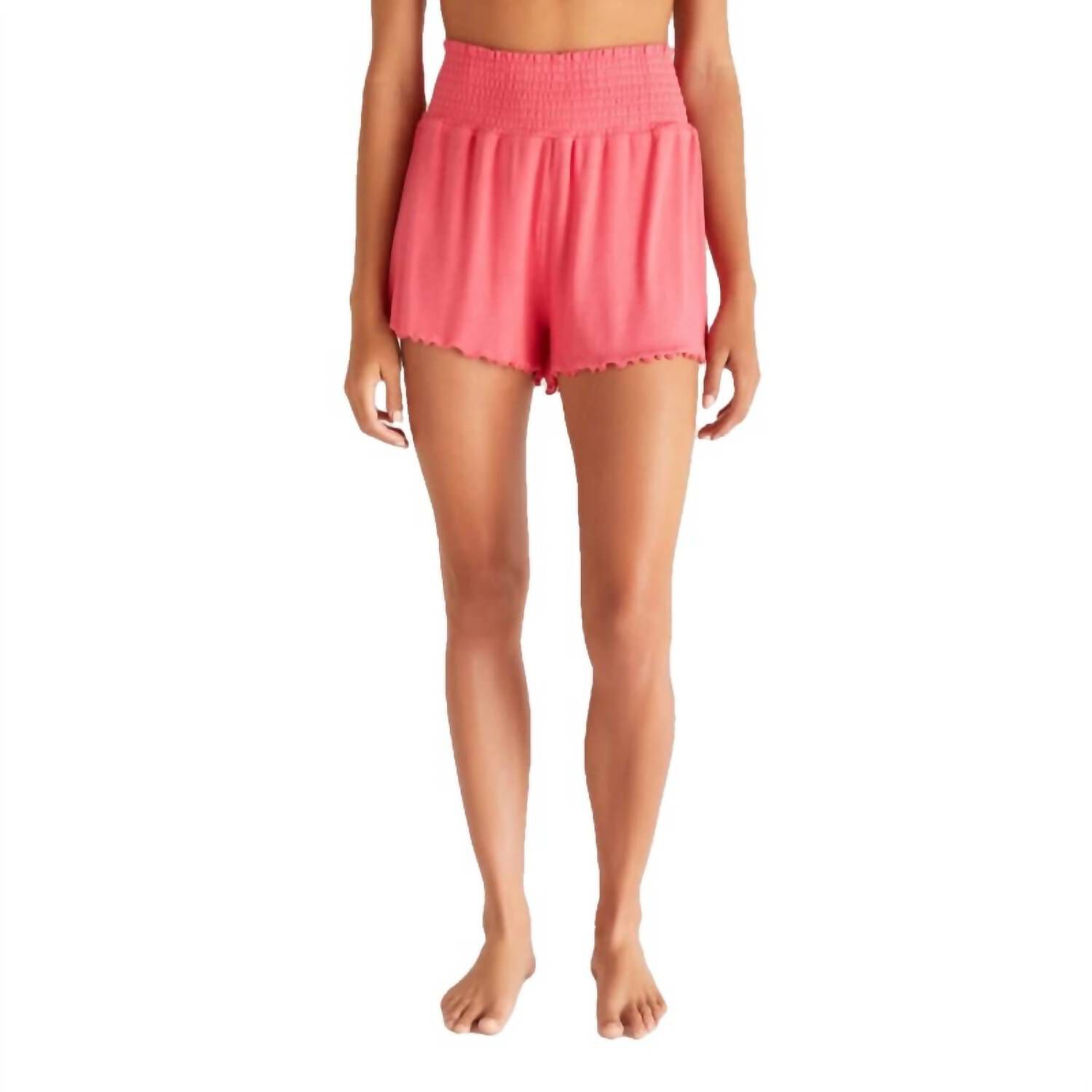 Dawn Smocked Rib Short In Watermelon, Watermelon / Pink, hi-res image number 0