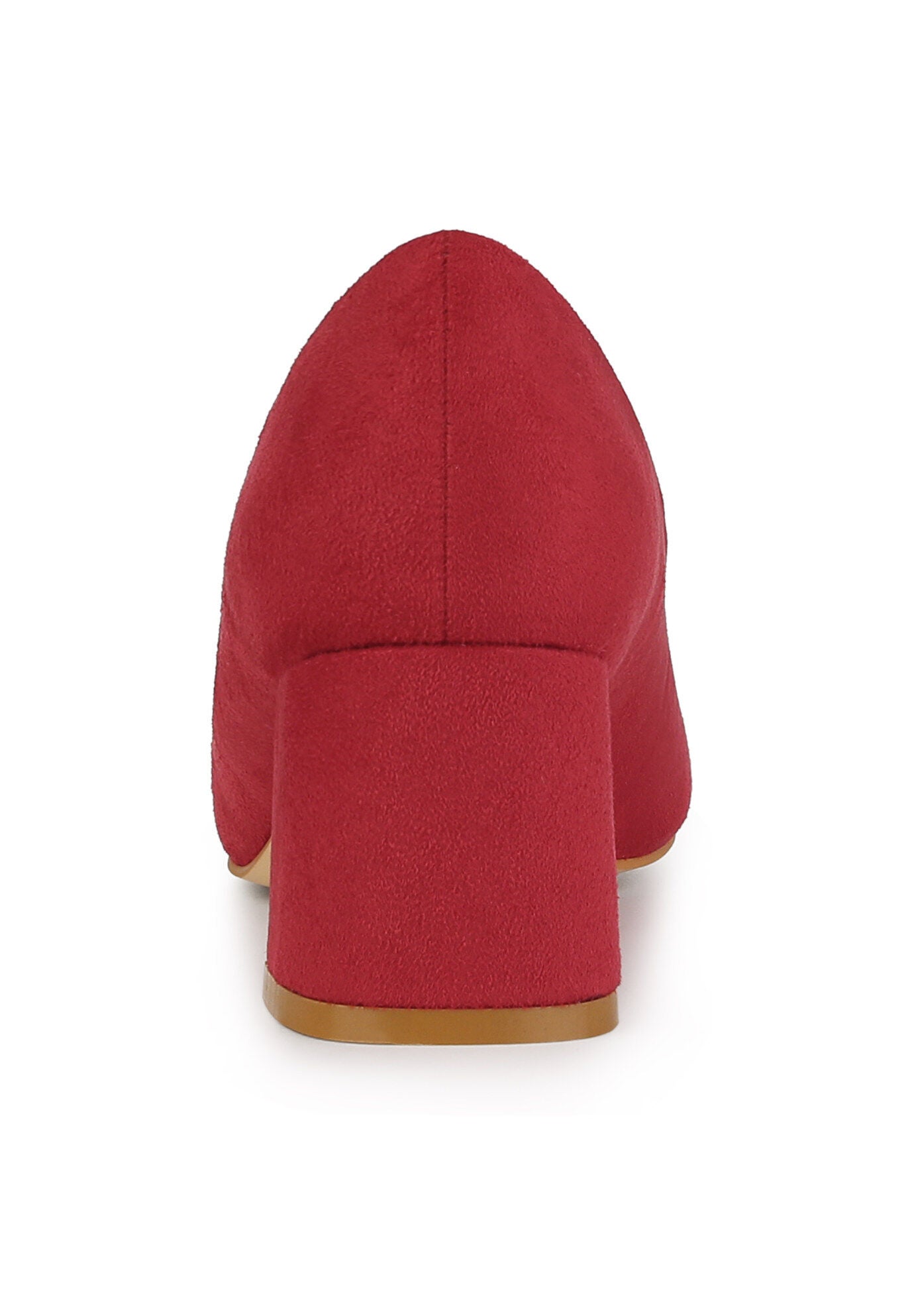 Pointy Toe Slip on Low Chunky Heels Pump, Red / Red, alternate image number 1