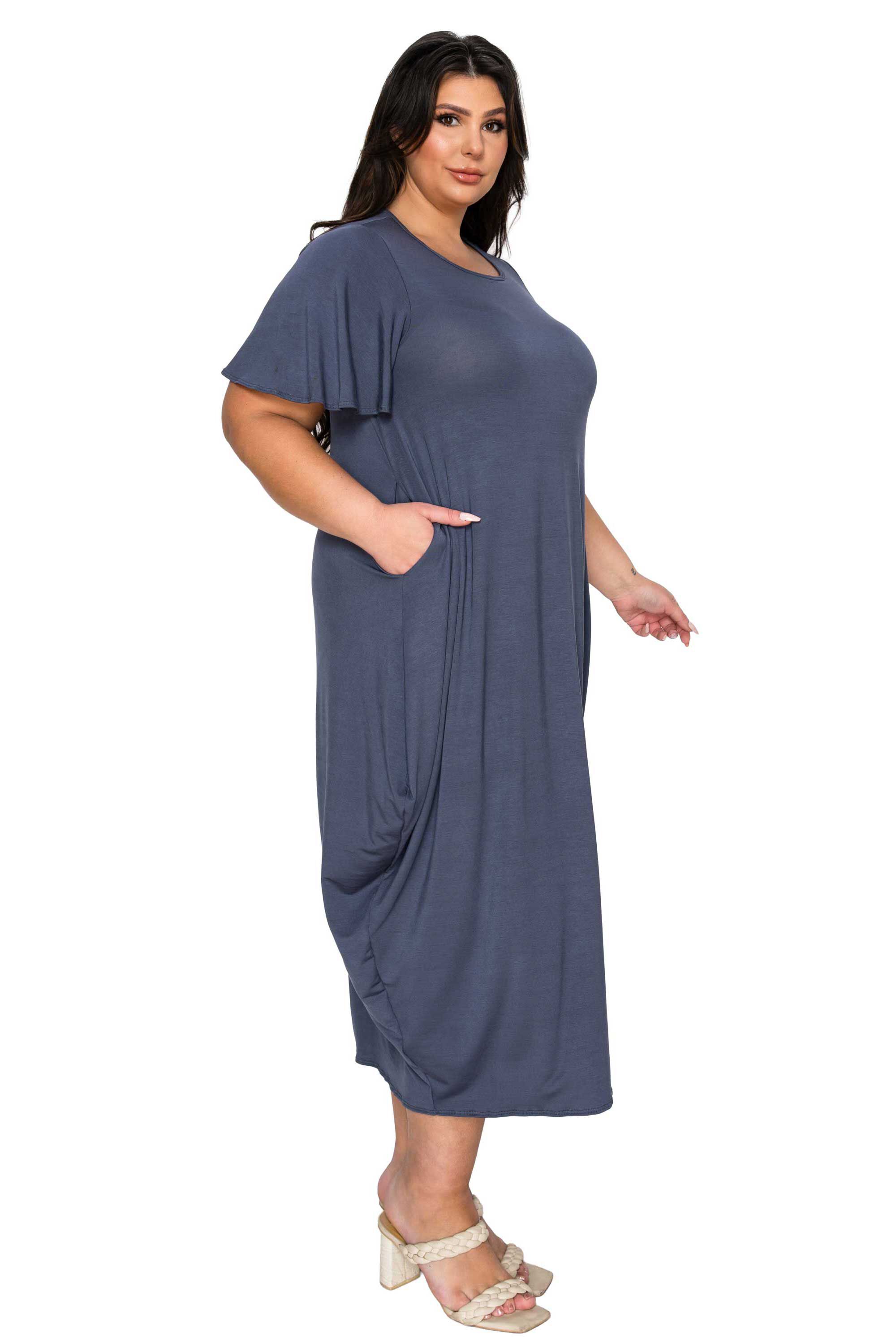 Liz Flutter Sleeve Pocket Dress, Charcoal / Charcoal Grey, alternate image number 1