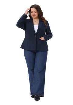 Business Casual Long Sleeve Lapel Pockets Jackets Blazer