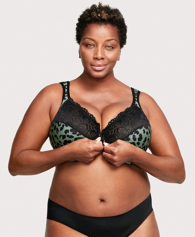 WonderWire Front-Closure Bra, Centennial Leopard / Mint, alternate image number 3