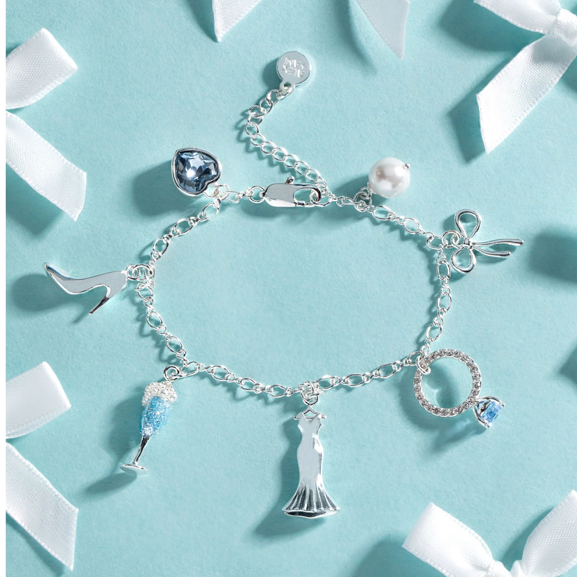 Bridal Multi-Charm Bracelet, Silver / Silver, alternate image number 2