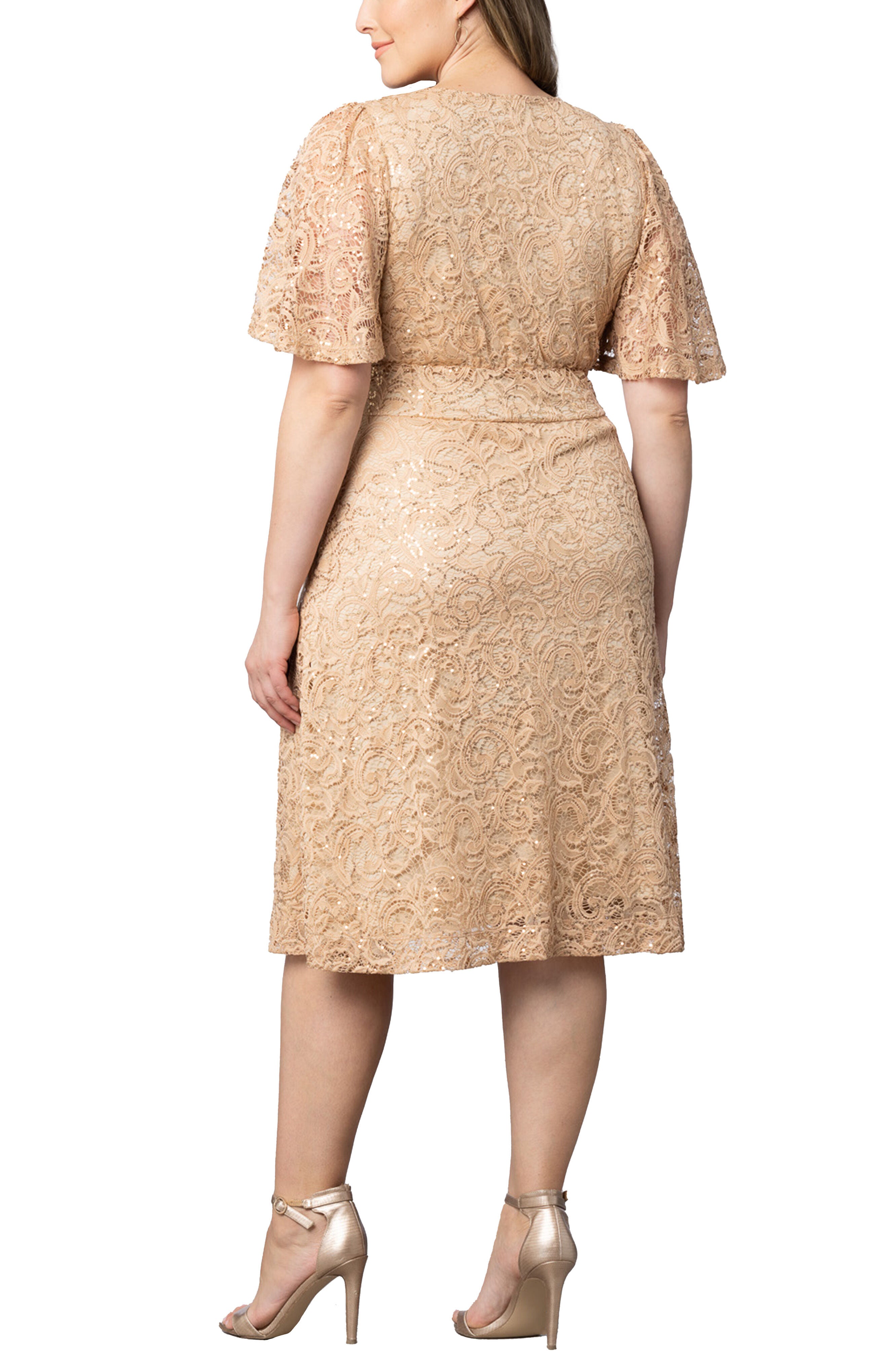 Starry Sequined Lace Cocktail Dress, , alternate image number 4