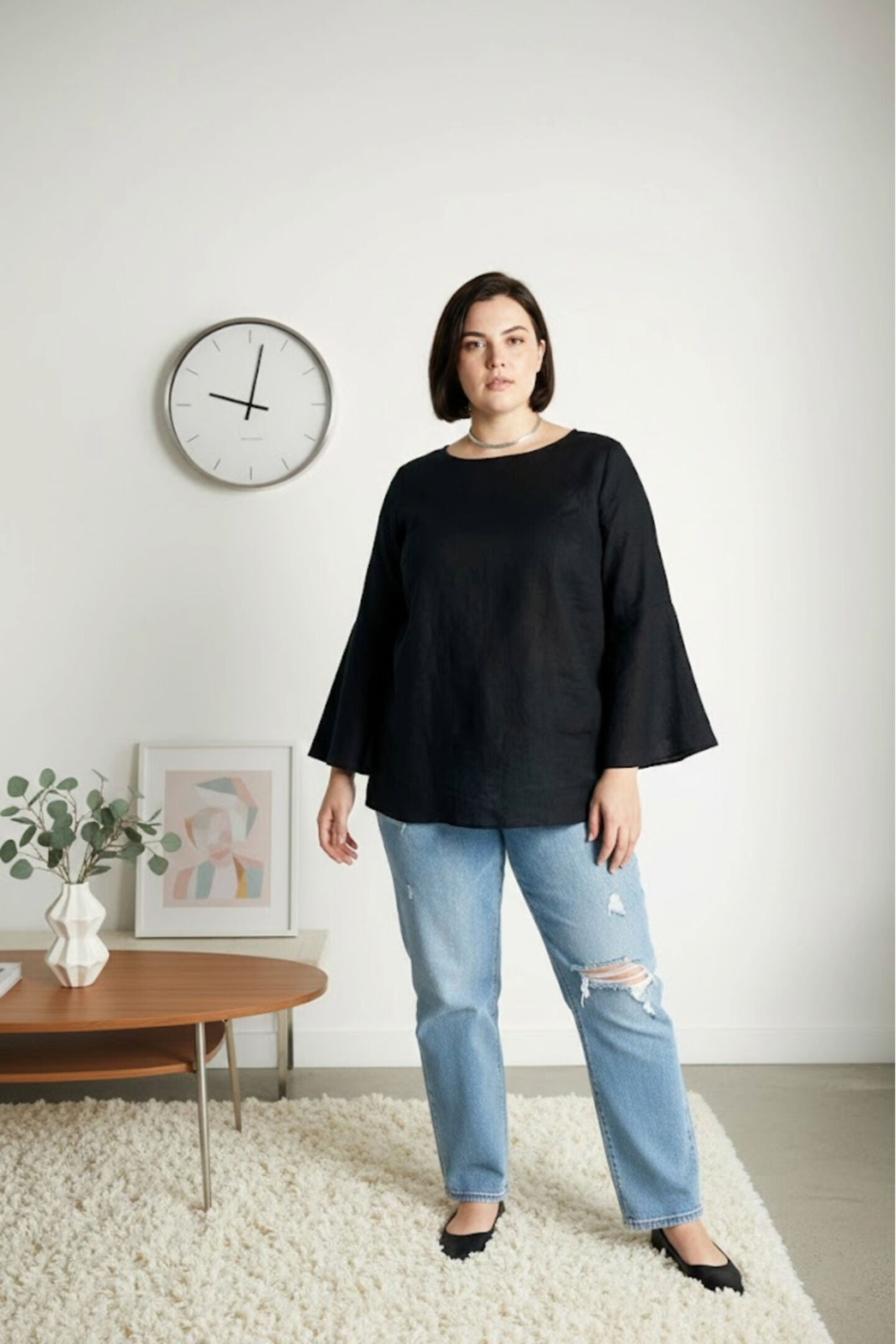 The Button Back Shirt, Black / Black, alternate image number 4