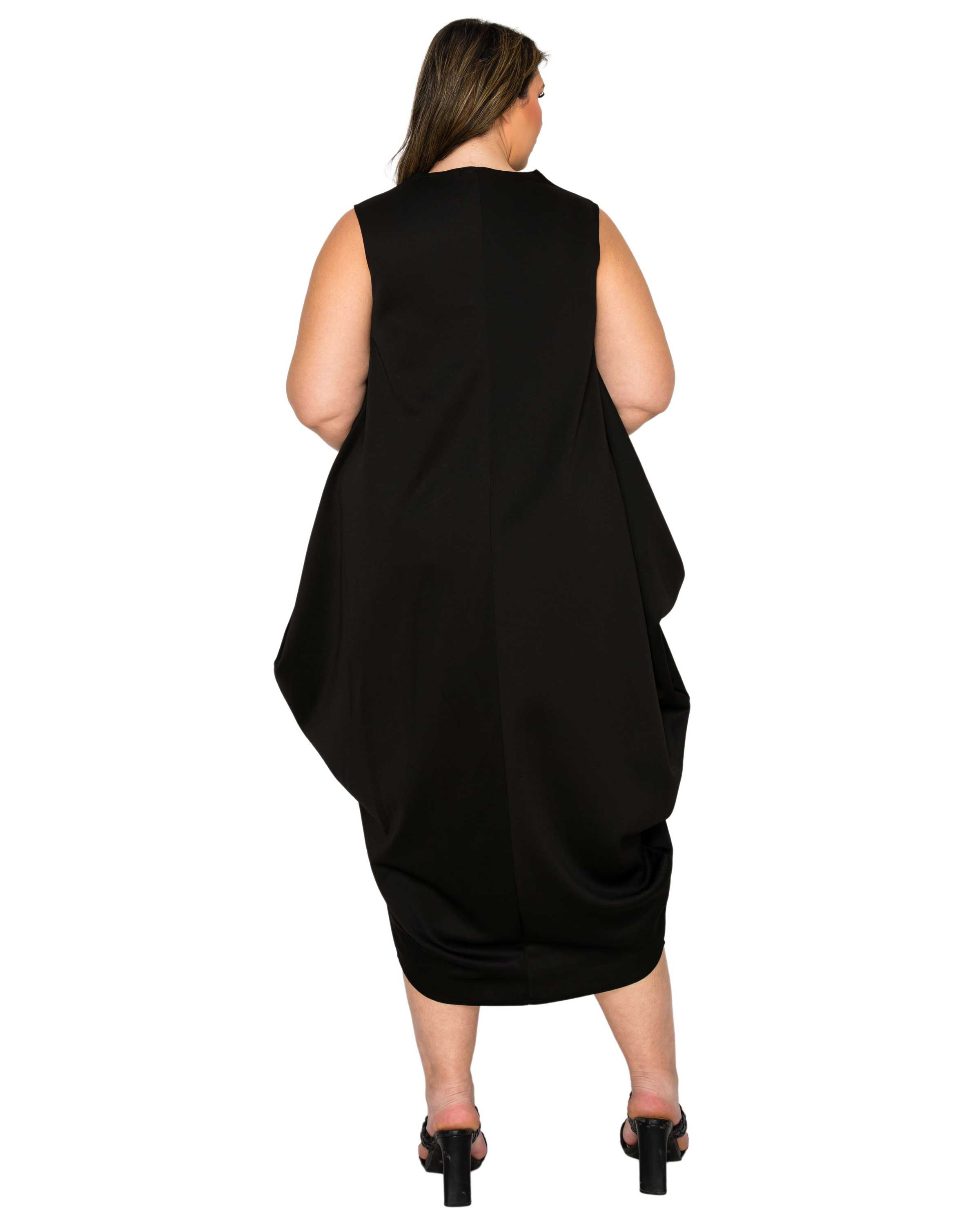 Clover Sleeveless Bubble Hem Dress, Black / Black, alternate image number 2