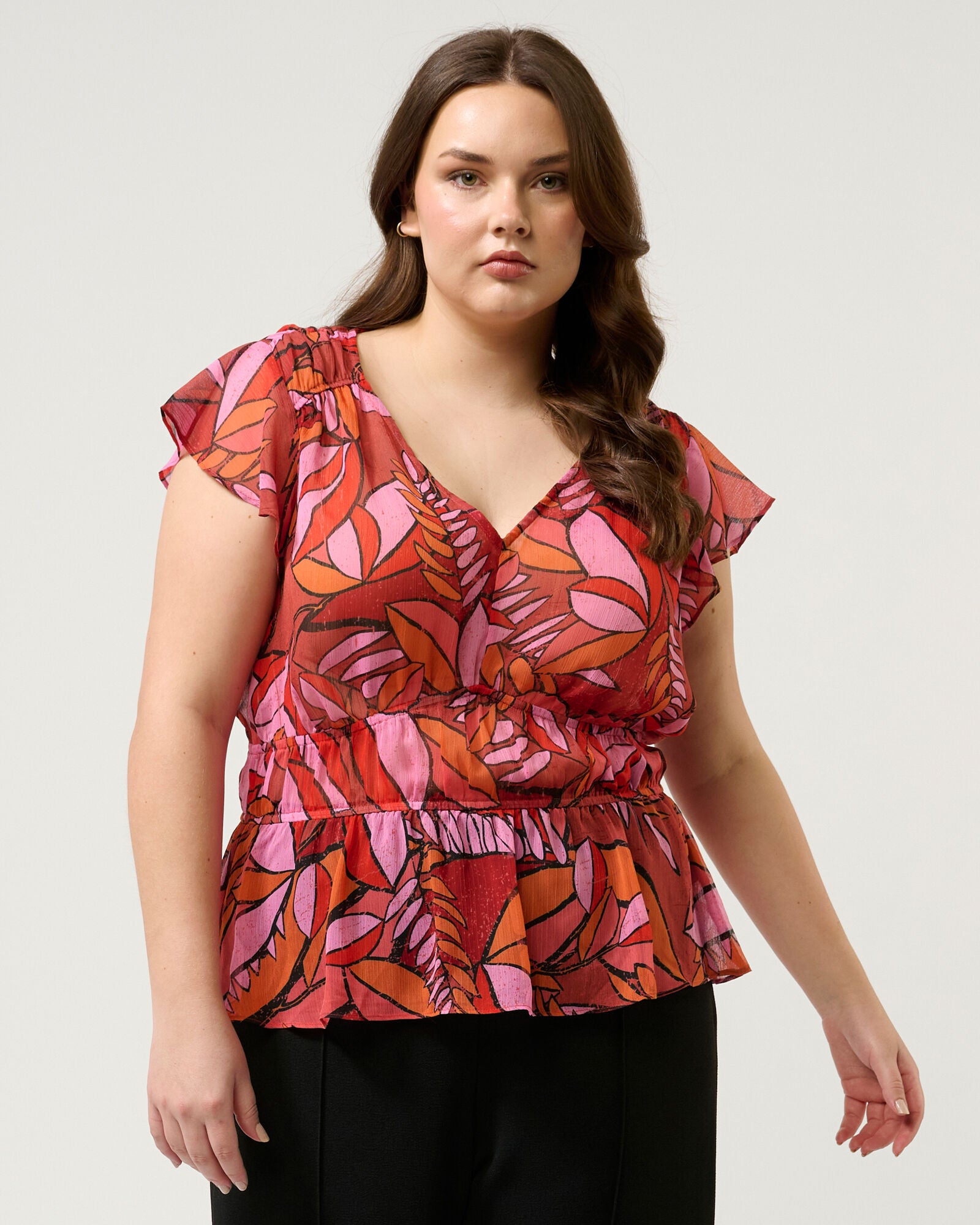 Aster Sheer Ruched Top, Print / Purple, alternate image number 3