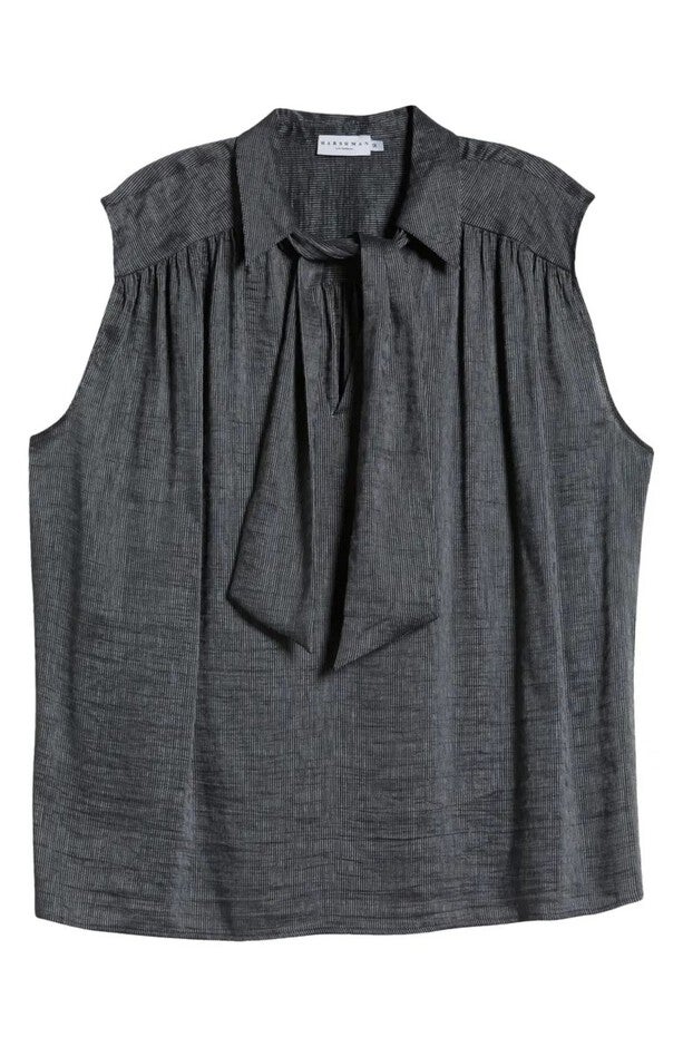 Lucille Blouse, Charcoal Stripes / Charcoal Grey, hi-res image number null