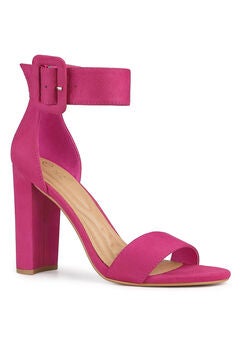 Block High Heels Ankle Straps Zipper Sandals