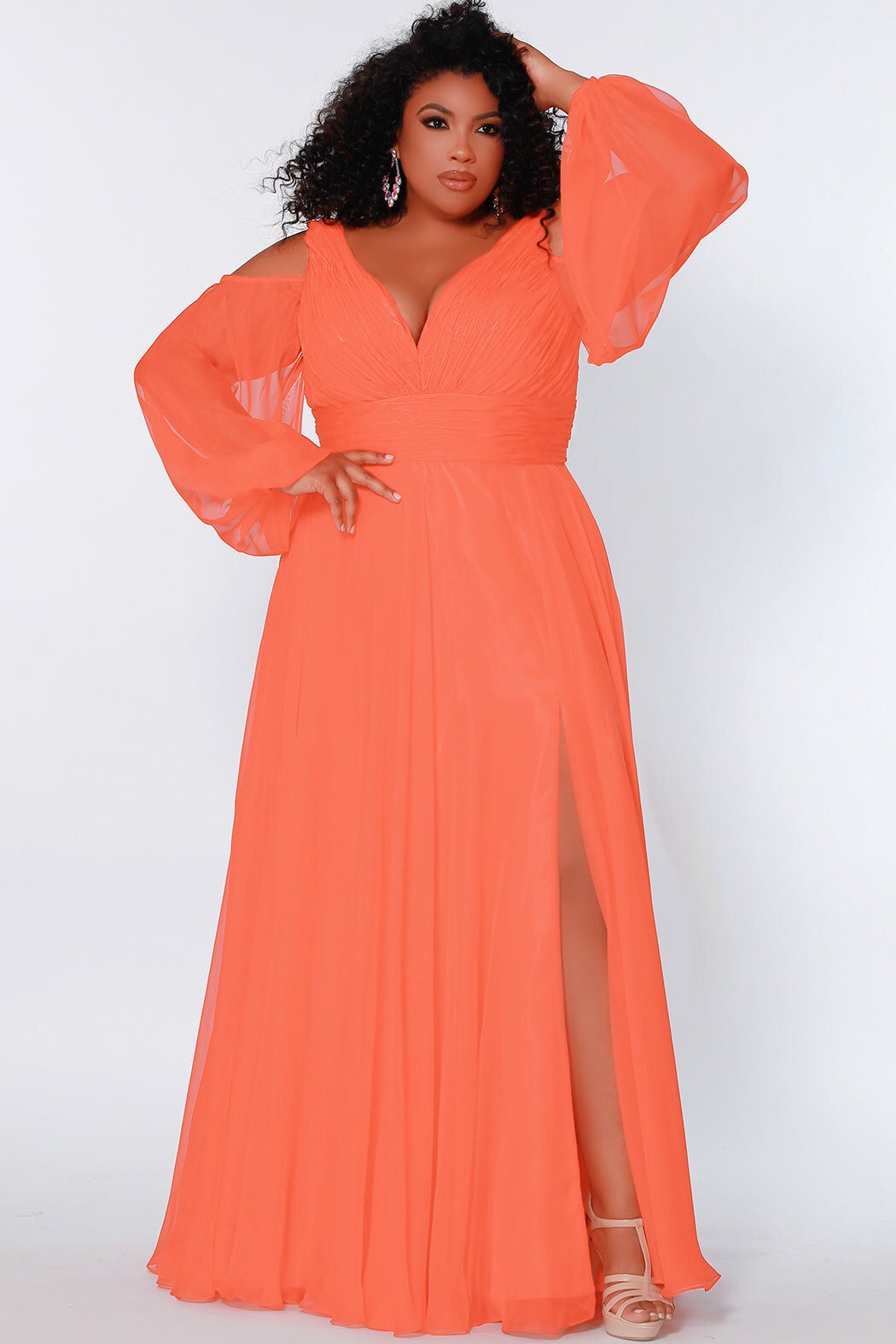 LANCER EVENING GOWN, Coral / Coral, hi-res image number 0