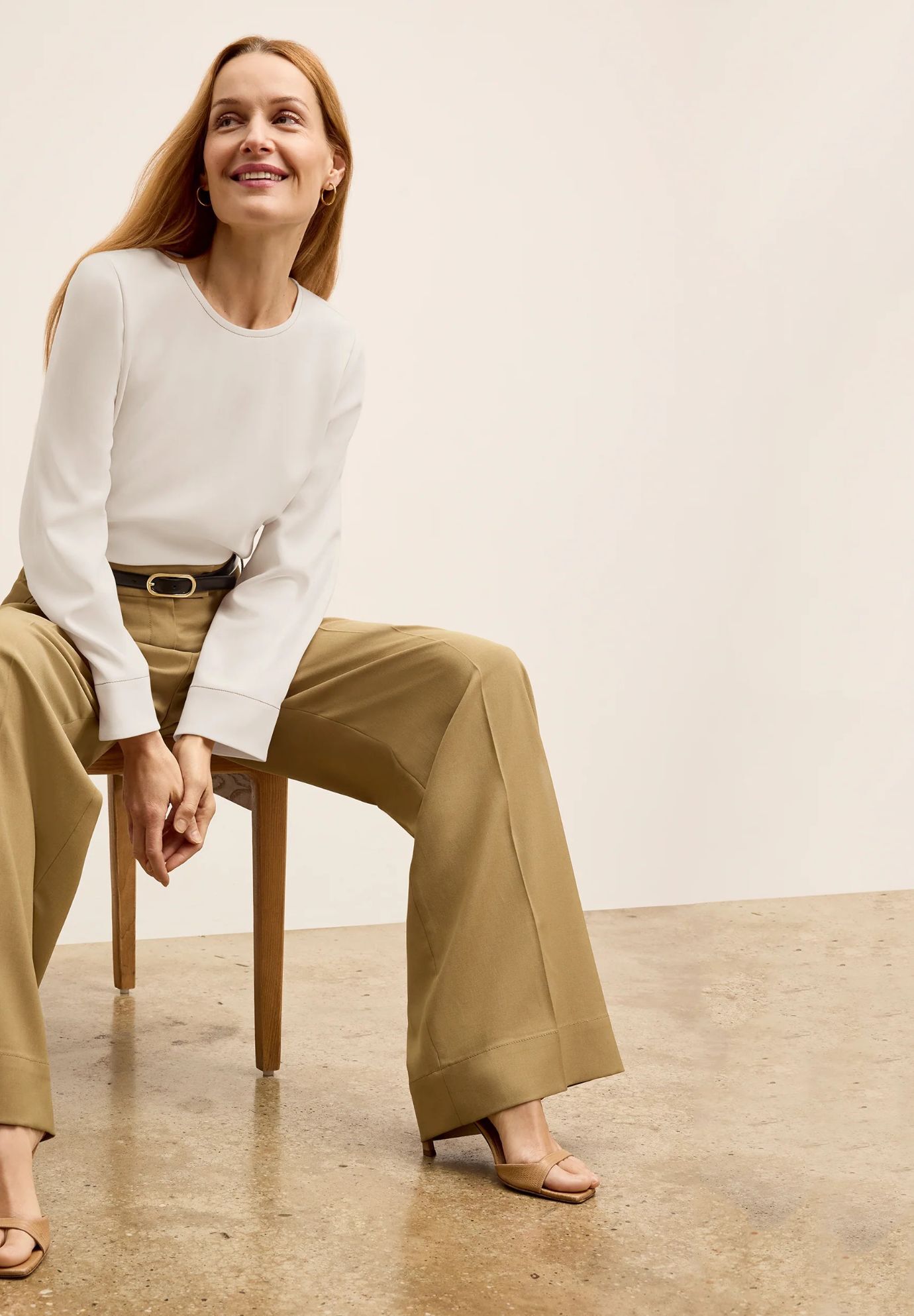 Bia Pleated Trouser - Air Twill, Macaroon / Brown, alternate image number 1