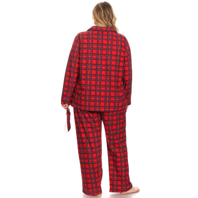 3 Piece Pajama Set, Red Plaid / Red, alternate image number null