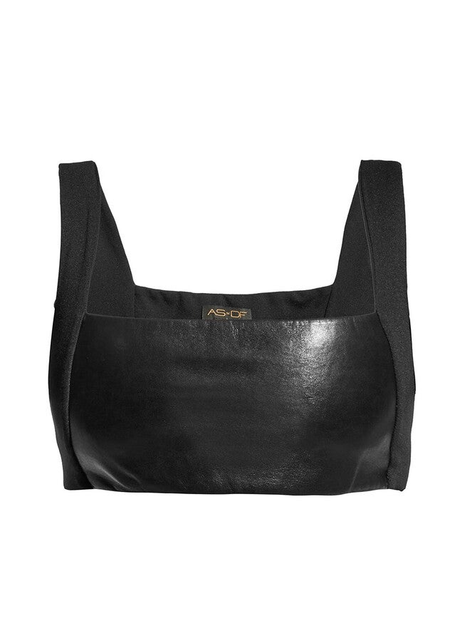 Hailey Recycled Leather Bralette, Black / Black, hi-res image number null