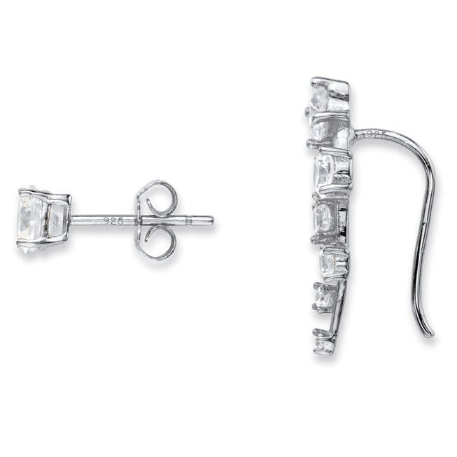 2.22 Cttw. Cubic Zirconia .925 Silver Ear Climber and Stud 2-Pair Earring Set, , alternate image number 5
