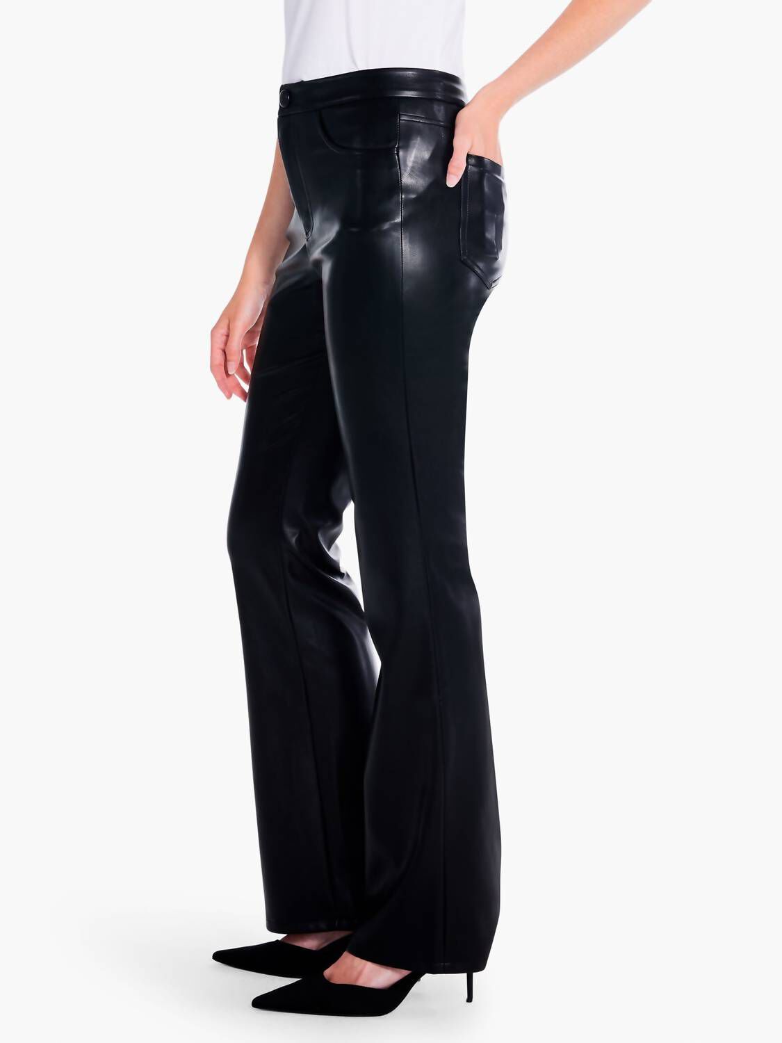 FAUX LEATHER BOOTCUT PANT IN BLACK ONYX, , alternate image number 6