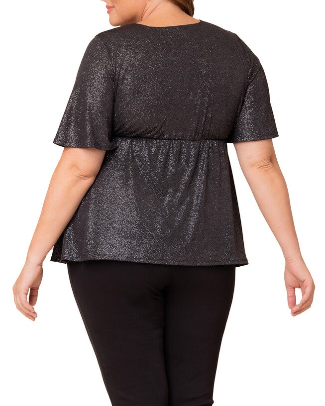 GALAXY GLITTER TWIST TOP, SILVER STARLIGHT / Silver, alternate image number 1