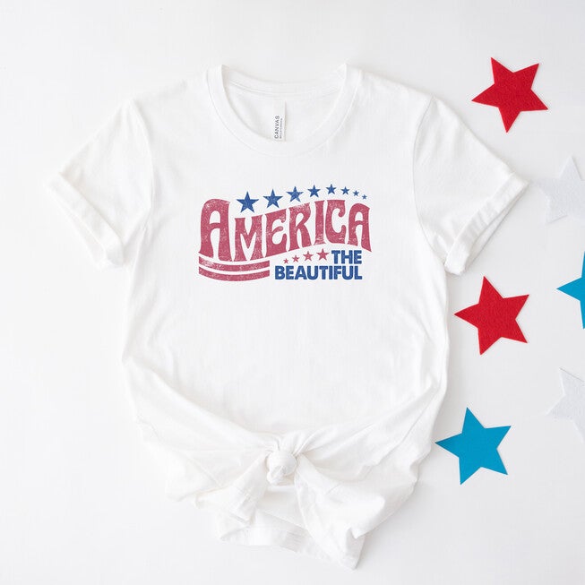 Retro America The Beautiful Short Sleeve Graphic Tee, White / White, hi-res image number null