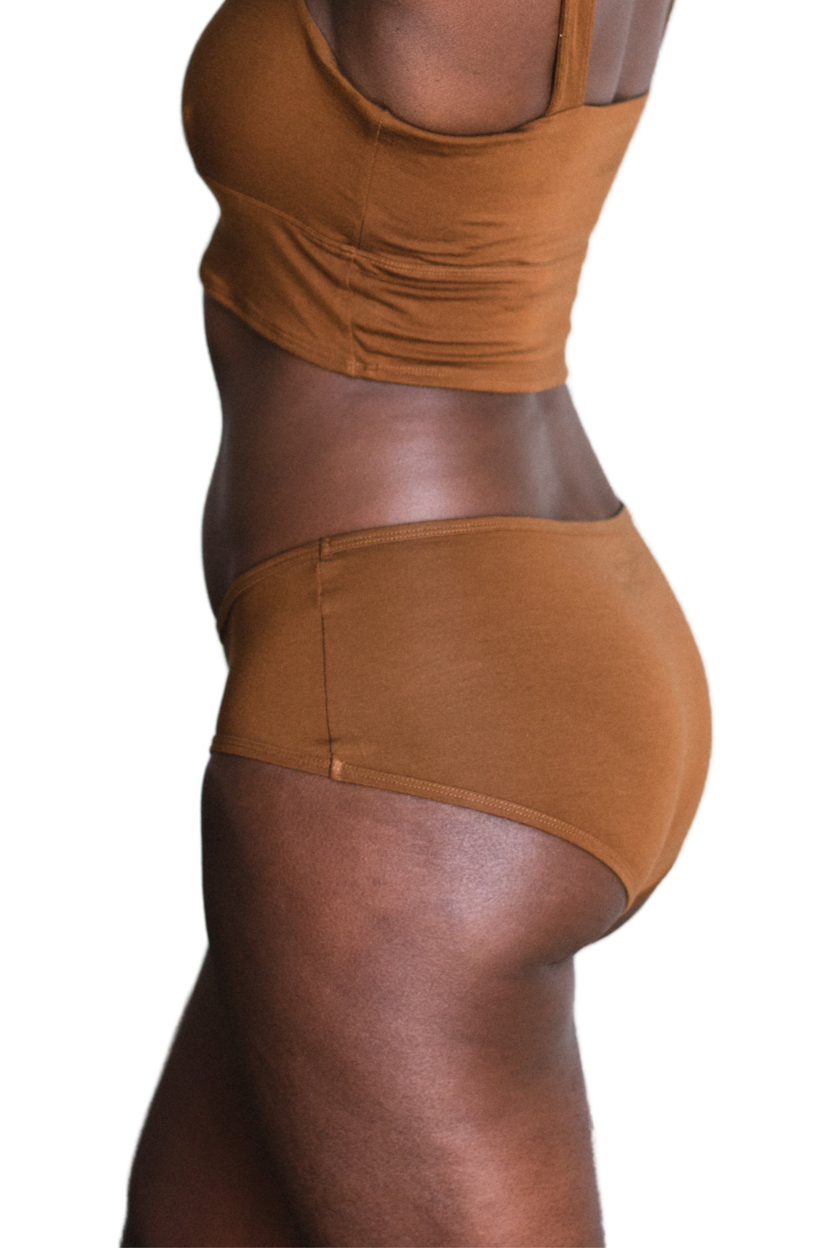 Mid-Rise Ultra Soft Sustainable Briefs, Deep Nude / Brown, alternate image number 1
