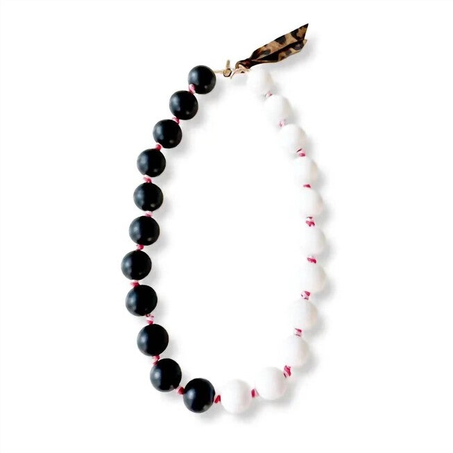 WOMEN'S BIG BAUBLE BEADS NECKLACE IN BLACK/WHITE, BlackWhite / Black, hi-res image number 0
