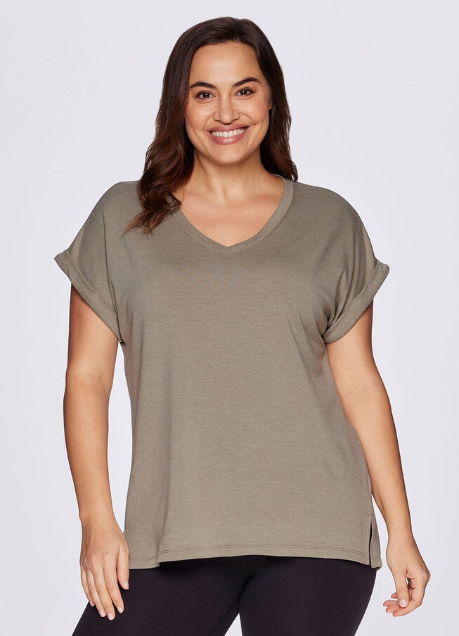 Plus Everyday V-Neck Tunic, Sage / Light Green, hi-res image number null