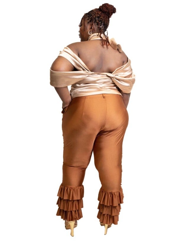 Serena Ruffle Pants, Sienna Brown / Sienna, alternate image number null
