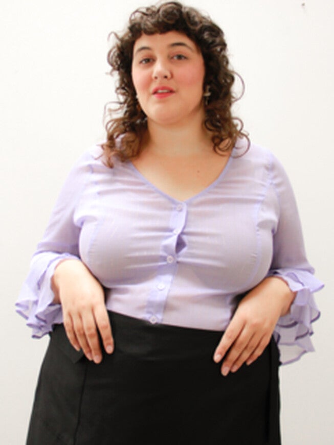Martha Ruffle Sleeve Top, Lilac Shimmer / Lilac, alternate image number null