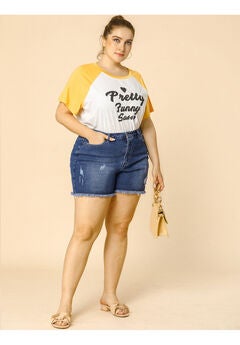 HIGH WAISTED RIPPED STRETCHY DENIM JEAN SHORTS