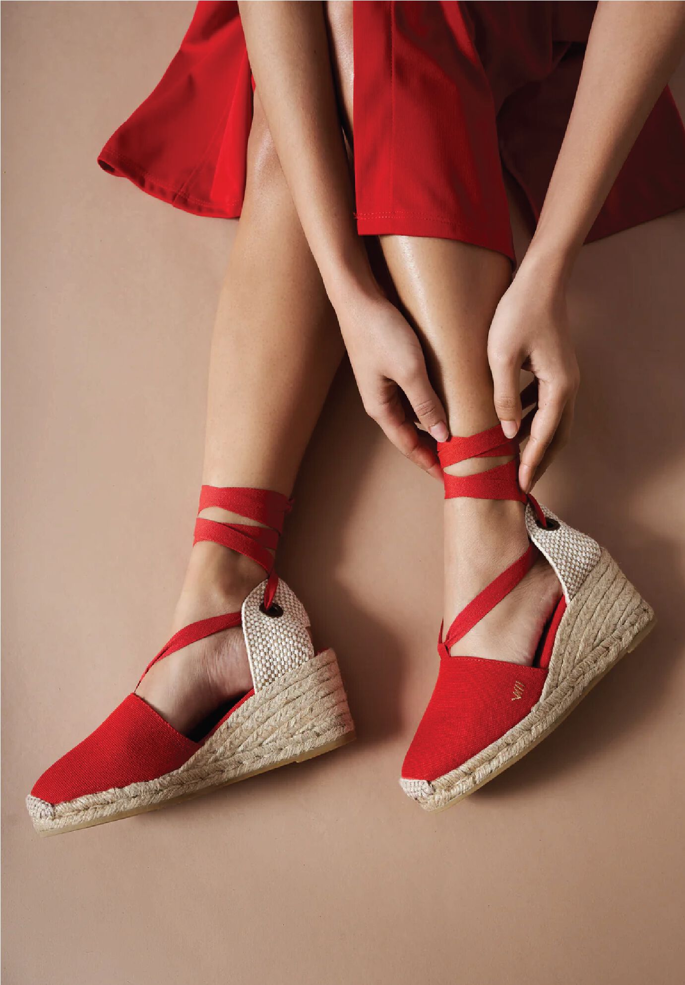 Escala Canvas Espadrille Wedges, Red / Red, alternate image number 3