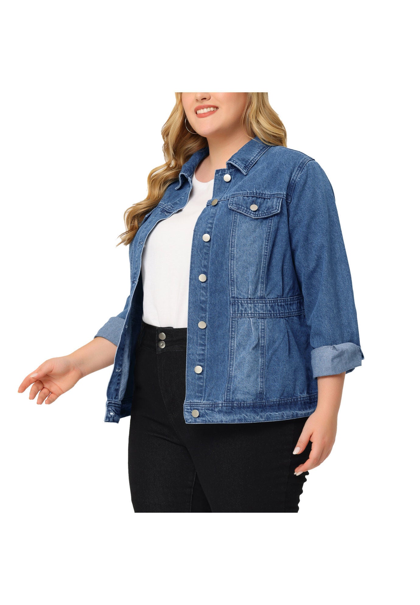 CLASSIC WASHED FRONT JEAN DENIM JACKET, Denim Blue / Royal Blue, alternate image number 2