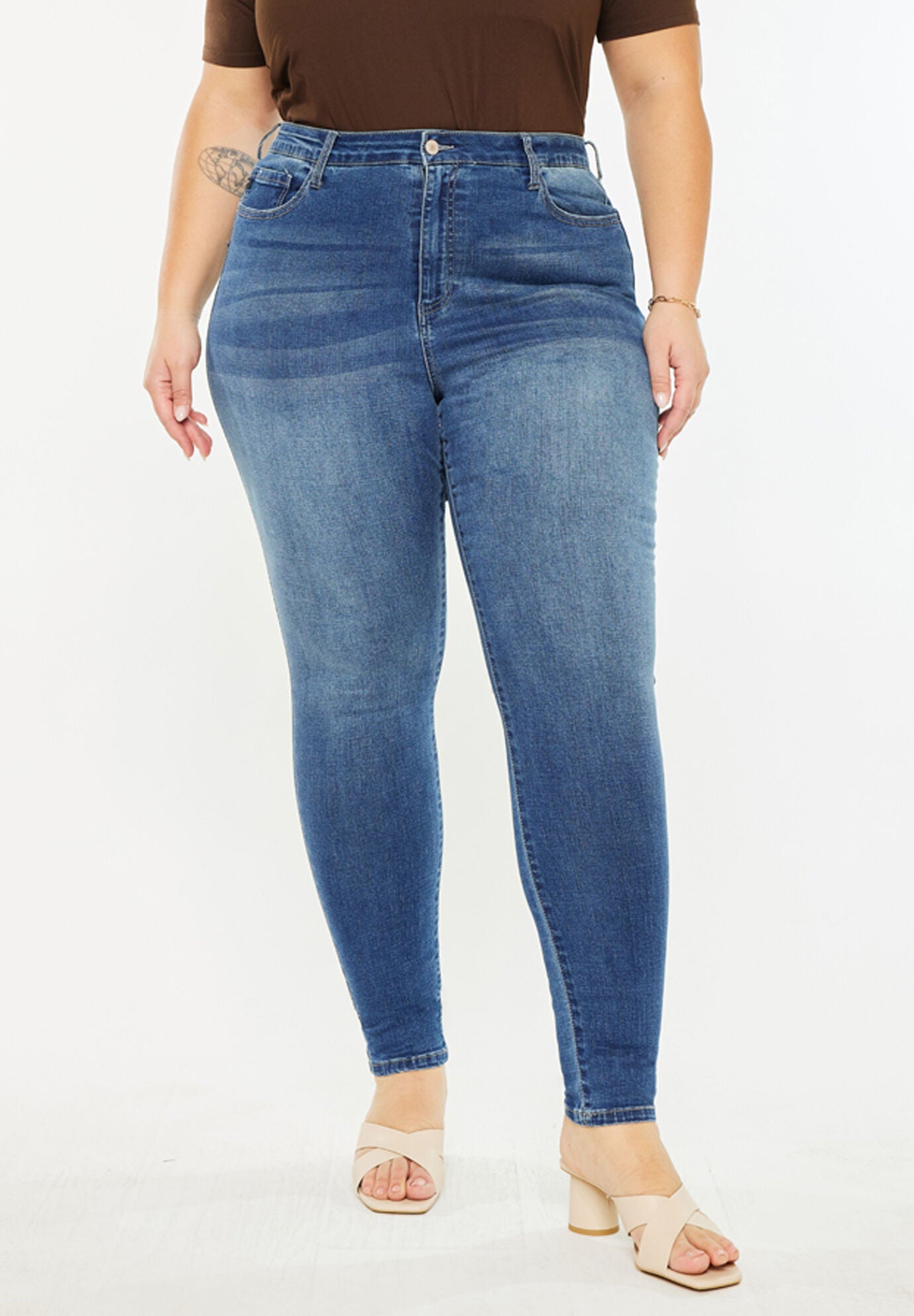 Bluebird Essentials High Rise Super Skinny Jeans (Plus Size), Medium Wash / Medium Wash, alternate image number 2
