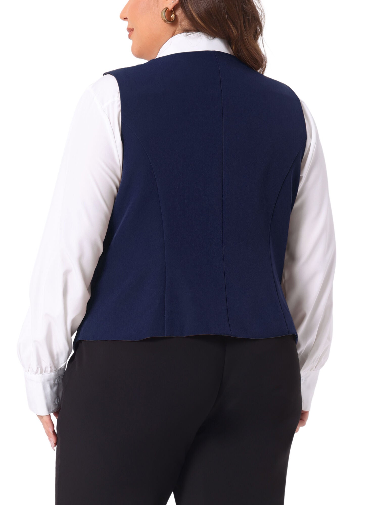 DOUBLE BREASTED LAPEL COLLAR DRESSY WAISTCOAT SUIT VEST, Navy Blue / Navy, alternate image number 1