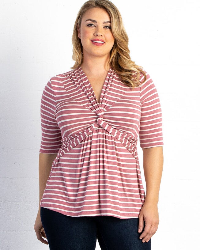 Ashton Twist Top, ROSY MAUVE STRIPES / Mauve, alternate image number 4