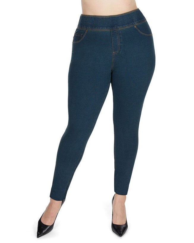 Cotton Blend Denim Shaping Jean Leggings, , alternate image number 3